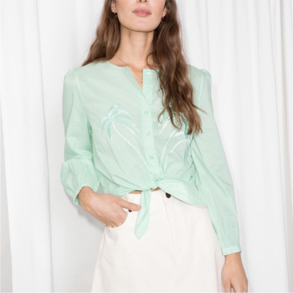& OTHER STORIES Palm Tree Embroidered Blouse